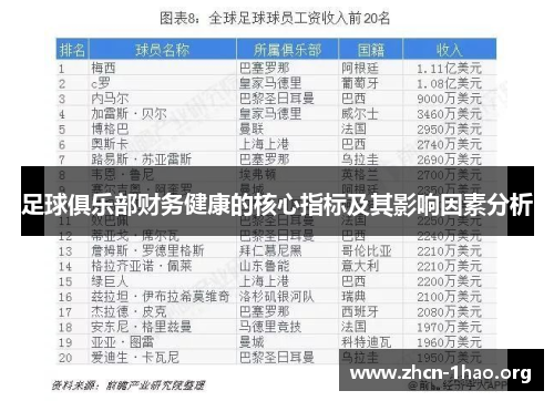 足球俱乐部财务健康的核心指标及其影响因素分析 足球俱乐部财务健康的核心指标及其影响因素分析